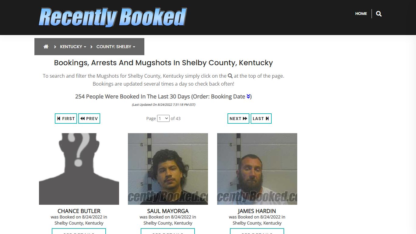 Bookings, Arrests and Mugshots in Shelby County, Kentucky - Recently Booked